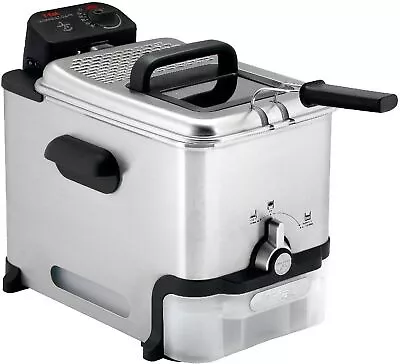 3.5 L Deep Fryer With Basket Stainless Steel Deep Fryer Oil Filtration Silver • $194.99