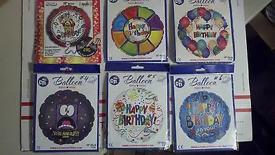 Lot Of 12 Mylar Birthday Balloons 6 To Choose From Mix  N  Match Sealed Packs • $24