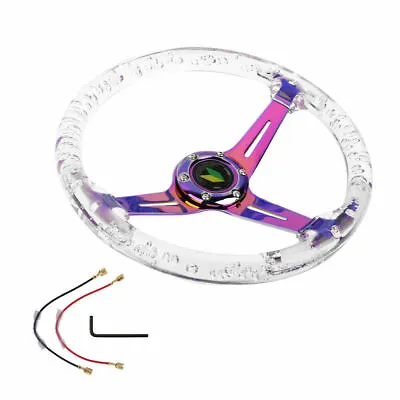 JDM 6-Holes 350mm Deep Dish VIP Clear Crystal Bubble Neo Spoke Steering Wheel • $75