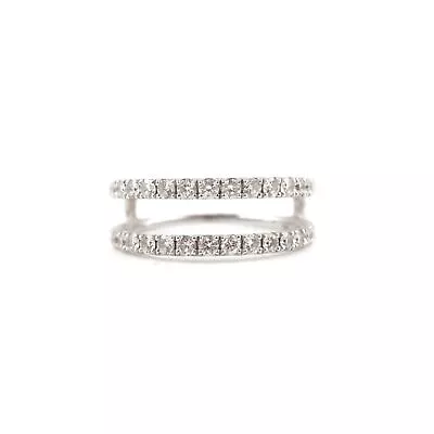 14K White Gold Half Eternity Diamond Ring Guard / Wedding Band - .9 CTW Size 8.5 • $882.66