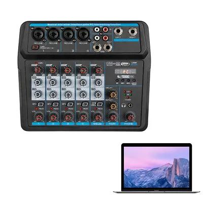 6 Channel Audio Mixer Bluetooth Mixing Console Studio Sound Mixer Bluetooth USB • $56.05