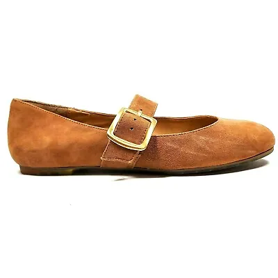 Me Too Crissy Women's Suede Brown Flat Mary Janes Round Toe Buckle Size 7.5M • $29.99