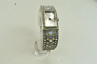 Heidi Daus Bangle Watch Light Blue & Yellow Crystals • $74.95