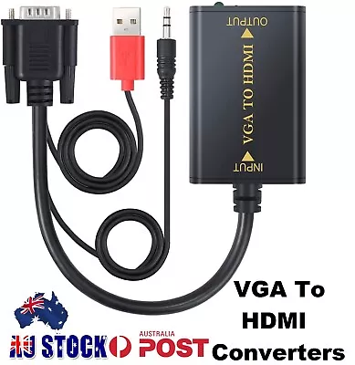 HD 1080P VGA To HDMI Video Adapter Cable Converter Connector Power Cable Laptop • $26.49