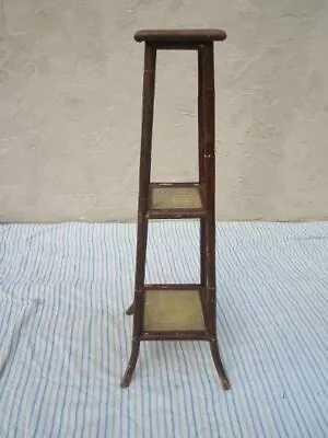 Vintage Bamboo Rattan 2-Tier A-Shaped Shelf • $199.99