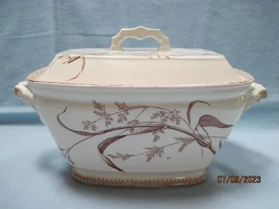 Antique T & R Boote Stoneware/Transferware Square Soup Tureen Summer Time • $49.99