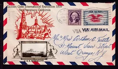1939 USS Mississippi Ship Golden Gate Expo With Crosby Real Photo Cachet • $22.85