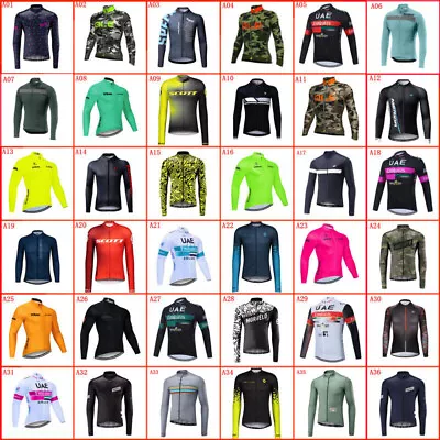 Mens Cycling Jersey Breathable Long Sleeve Team Bike Tops Racing Bicycle Shirts • $33.94