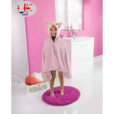 Cute Animal Cartoon Kids Hooded Bath/Beach Towels Various Colours • £11.50