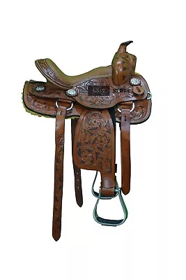 Leather Western Barrel Racing Horse Saddle Tack Size 12  Inches Seat. • $369