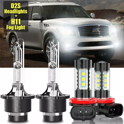 For Infiniti QX56 2011-2013 D2S HID Xenon Headlight H11 LED Fog Light Bulbs Kit • $37.04