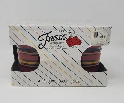 $59 • Buy Set Of 4 Fiesta Fiestaware Coordinates Striped DOF Double Old Fashioned Glasses