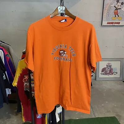 Vintage Virginia Tech Hokies Shirt Mens  Medium College Spellout Orange Jansport • $12.99