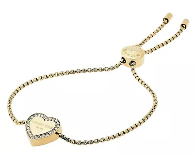 New Michael Kors Mkjx5389710 Heritage Gold Crystal Heart Bracelet Msrp $85.00 • $49.95