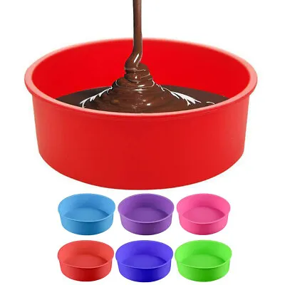 2pcs 4/6/8 Inch Silicone Cake Tin Round Mould Non-stick Baking Pan Bakeware  • £6.99