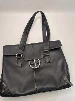 FRANKLIN COVEY Black Pebbled Leather Business Laptop Shoulder Bag Flaw • $9