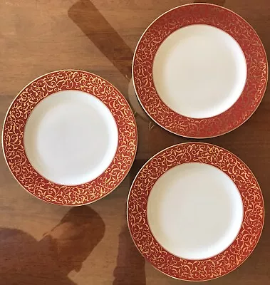 Lot Of 3 - Mikasa Parchment Red Salad Plates L3471 8 1/4”. Great Cond! • $16.99