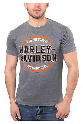 Harley-Davidson Men's Crackling Crew-Neck Short Sleeve T-Shirt - Heather Gray • $24.95