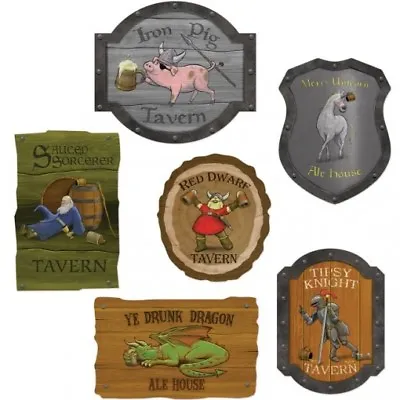 Medieval Tavern Sign Paper Cutouts 6 Pack 11  To 14  Renaissance Wall Decoration • $6.79