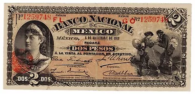 MEXICO Banco Nacional PS-256a 2 Pesos 1913 • $30