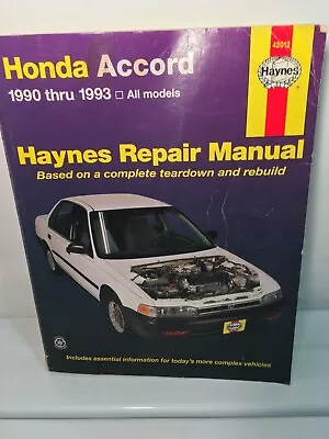 #42012 Haynes Honda Accord Repair Manual 1990 Thru 1993 All Models  • $15.69