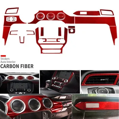 31Pcs Red Carbon Fiber Full Kit Interior Dash Cover Trim For Ford Mustang 15-19 • $65.99