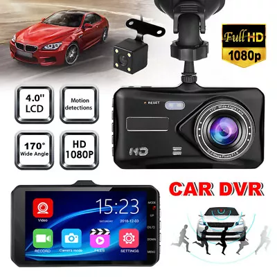 1080P Dash Camera Rear View Car Cam Reverse Mirror Front And Tail DVR Recorder • $30.95