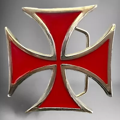 Red Iron  Cross Belt Buckle Hebilla Con Cruz Roja • $15.99