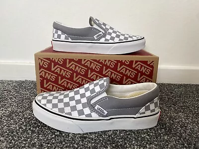 BRAND NEW Vans Classic Slip On Checkerboard - Grey/White - UK 2 Kids/EU 33 • £28.50