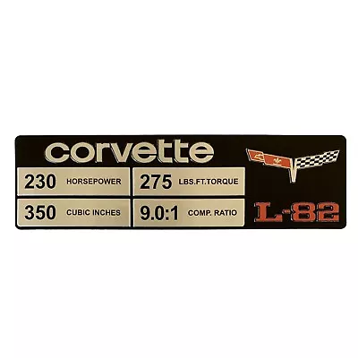 C3 Corvette Spec Data Plate Embossed Scratch-Resistant Aluminum L-82 Engine 1980 • $43.96