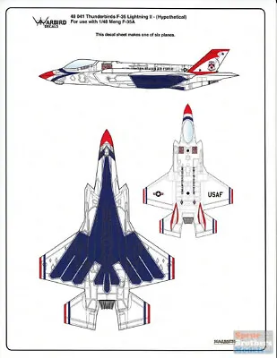 WBD48041 1:48 Warbird Decals - F-35 Lightning II Thunderbirds What If Scheme • $26.99