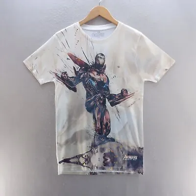 Avenger Infinity War T Shirt Small Beige Ironman Graphic Print Movie Marvel Mens • £8.09