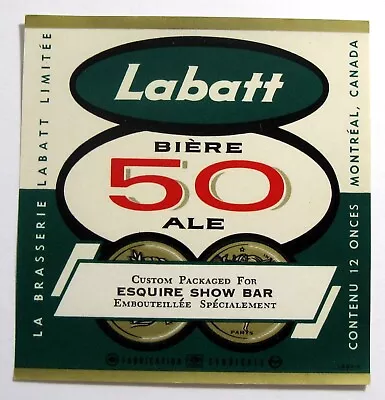 Brasserie Labatt Limitee LABATT 50 - ESQUIRE SHOW BAR  Beer Label CANADA 12oz • $1.95