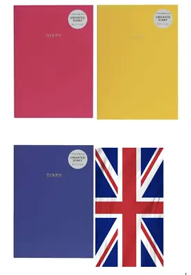 A5 Undated Year Daily Diary Journal Organiser Yellow Pink Blue • £7.95
