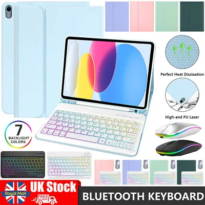 £11.99 • Buy Smart Case With Backlit Keyboard Mouse For IPad 10th 9th 8th 7th Air 4 5th Pro11