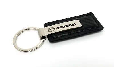 Black Rectangle Carbon Fiber Leather Key Chain For Mazda 6 - Licensed • $17.95
