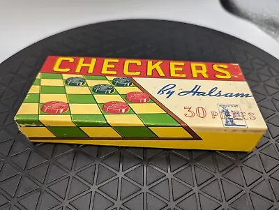 Vintage Checkers By Halsam Black And Unpainted Wood - 30 Pieces • $14.49