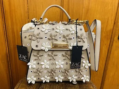 Zac Posen Eartha Appliqué Top Handle Convertible Back Pack Bag Beige NWT $650.00 • $269.99