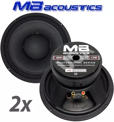 2x 10  Midrange Speakers 1000 Watts 4 Ohm MB Acoustics Car & Pro Audio Woofers • $74.50