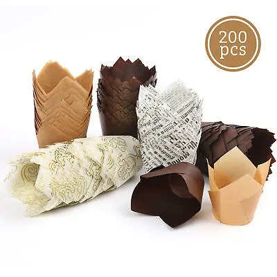 $12.99 • Buy 200Pcs/Lot Tulip Cupcake Liners Paper Cup Cake Baking Cup Muffin Cases Cake Mold