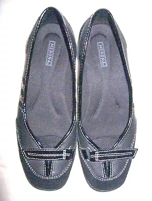 MERONA  Malinda  Black Leather Slip-On / Ballet Flats Size 6.5 M EUC  • $21.99