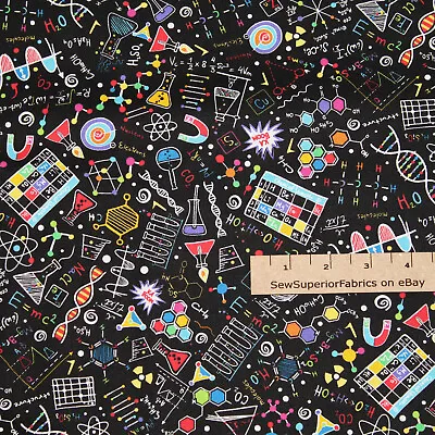 Science Chemistry Biology Physics Math Cotton Fabric 1/2 Yard #C8249 • $3.83