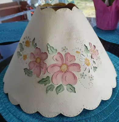 Vintage Paper Cardstock Pierced Lampshade Water-colored Pink Dogwood Blossoms • $35