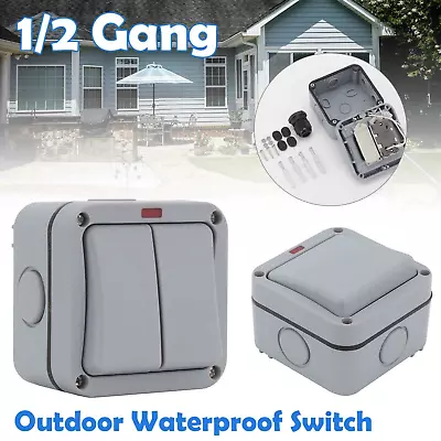 IP66 Waterproof 1/2 Gang Light Switch With Indicator Light Outdoor Weatherproof • $19.69