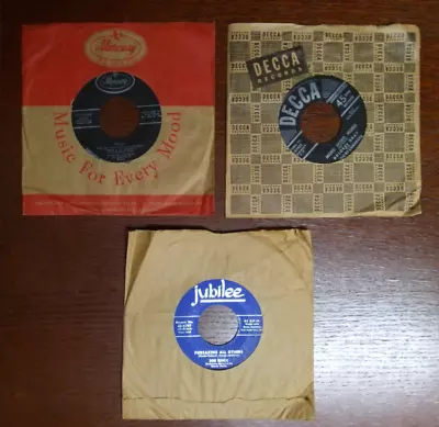 Lot Of 3 Vintage 45 Rpm Vinyl Records With Sleeves / 7 In Pop & Jazz • $6