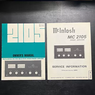 Vintage Original McIntosh MC2105 Manual And Service Schematic & Information NEW • $75