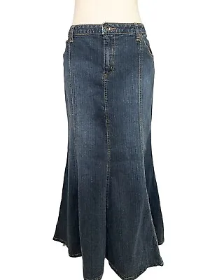 A.n.a. Denim Flare Maxi Skirt Sz 16 Boho Full Length Modest Western Mermaid • $44.95