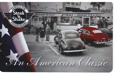 Steak N Shake Classic Vintage Cars Drive-In American Flag Foiled 2015 Gift Card • $2.49