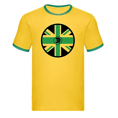 Trojan Jamaican Flag Reggae Ringer T-shirt - Bob Marley Rasta Festival • £12.95