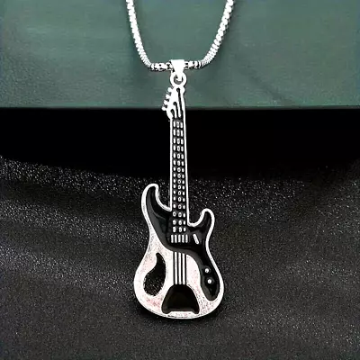 Fashion Silvery Hip Hop Vintage Guitar Pendant Necklace Punk Gold Plated Men New • $15.98